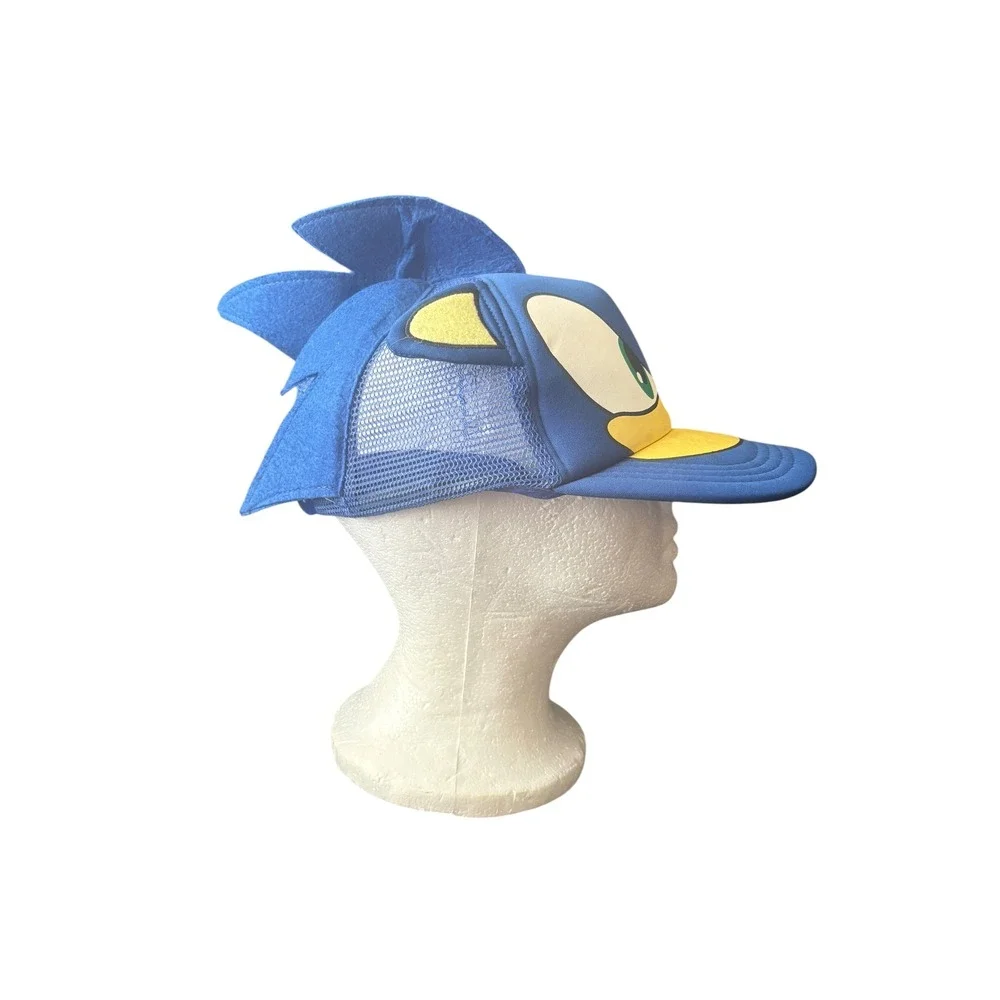 Sonic the Hedgehog 3D Snapback Hat Blue Mesh Trucker Cap Adjustable Kids Cosplay